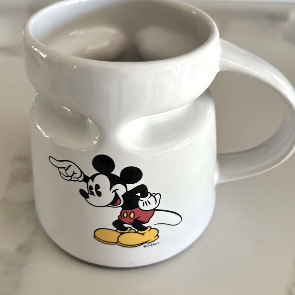 Mickey Mouse mug with Pluto amazing graphic on white porcelain background unique